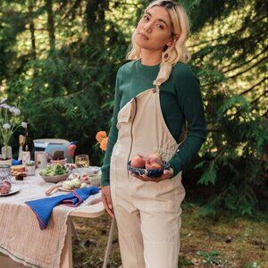 Noble Adult Canvas Overalls - Oat Milk White - XS NWT